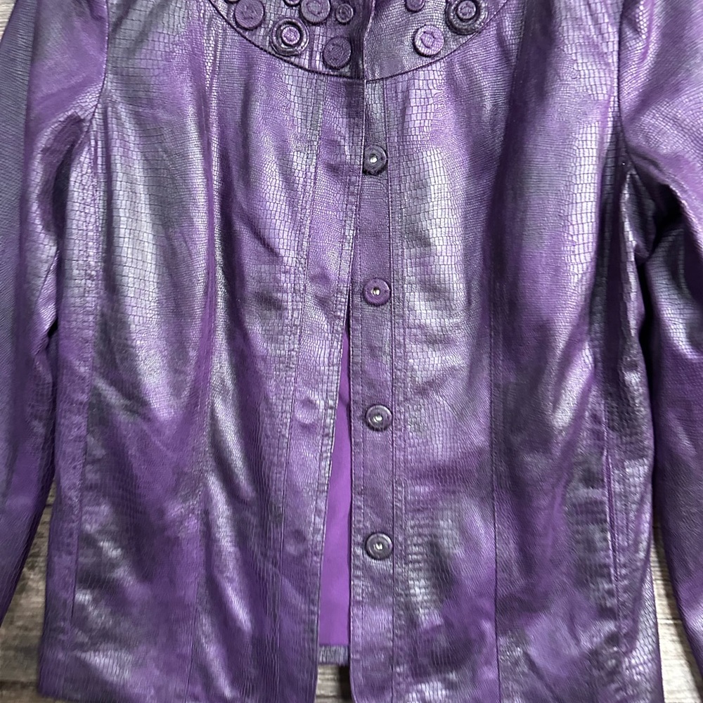 Chico's Rich Purple Textured Blazer - Picture 7 of 7